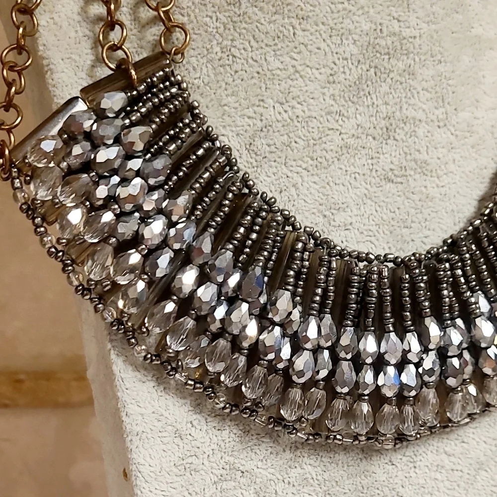 Vintage Crystal Beaded Statement Collar Necklace